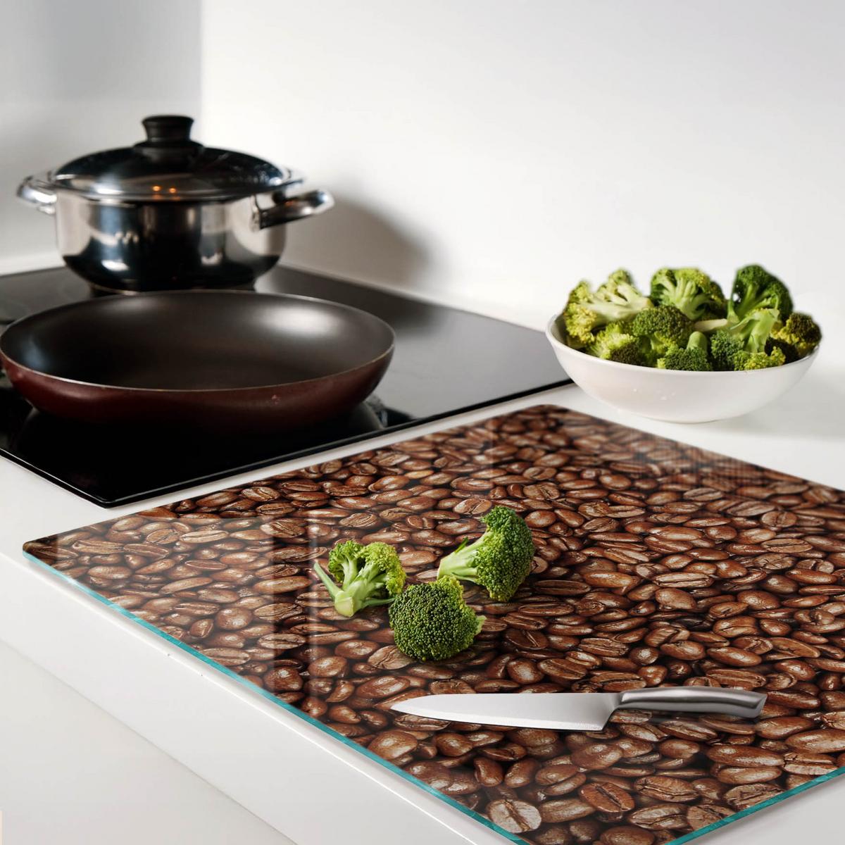 GLASPLATTE 60x52 cm Kaffeebohnen - Braun, Glas (60/0.4/52cm) - TULUP