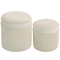 SITZHOCKER mit Stauraum Hocker und Deckel, Samtoptik - Creme/Weiß, Textil (36/41.5/36cm) - HOMCOM