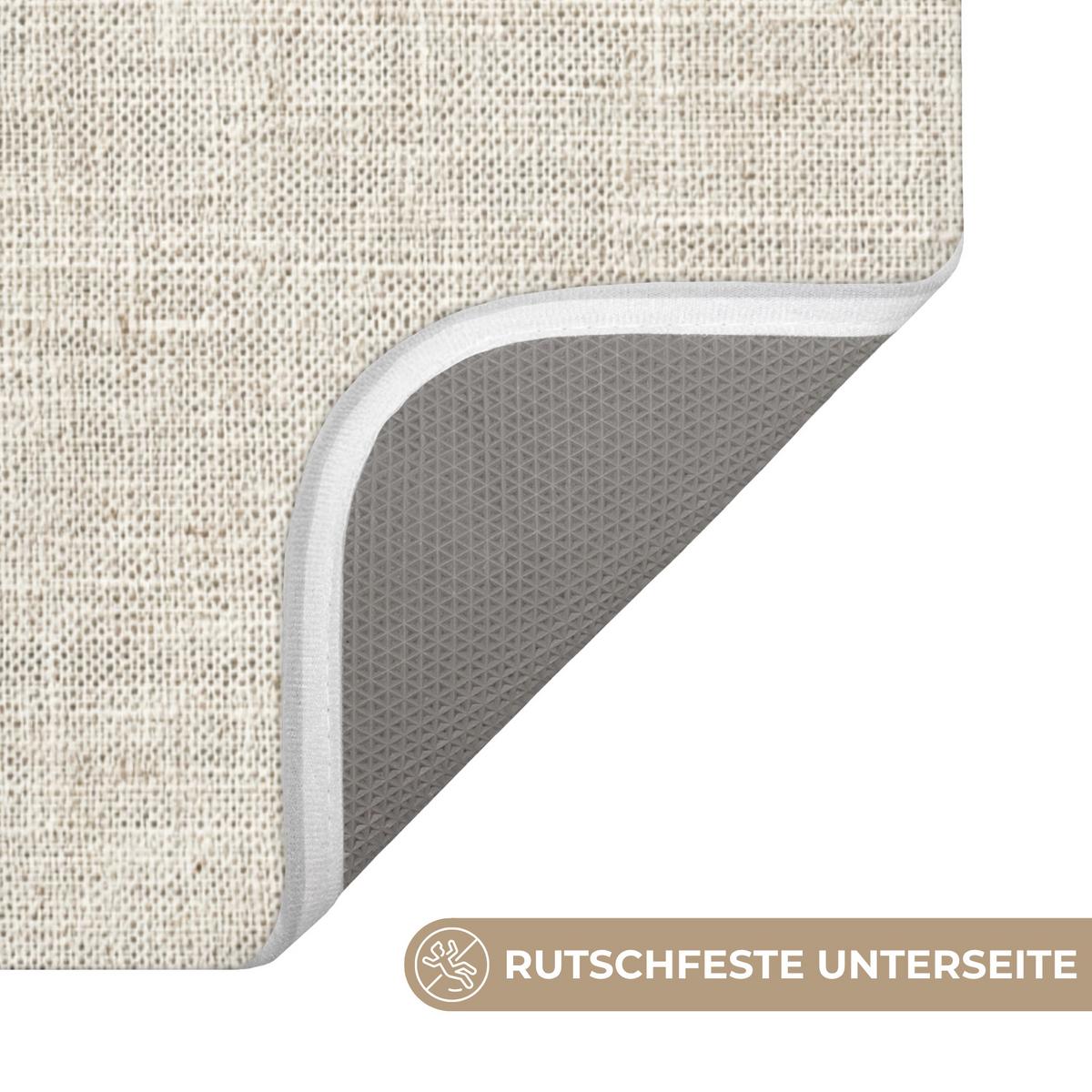 BADEMATTE Leinen - Textur - Beige 60x120 cm - Beige, Textil (60/120cm) - OnlyWow