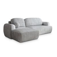 ECKSOFA MODENZA P L-S Hellgrau Kordstoff mit Schlaffunktion - Hellgrau/Schwarz, Holz/Kunststoff (266/148cm) - MASSENO