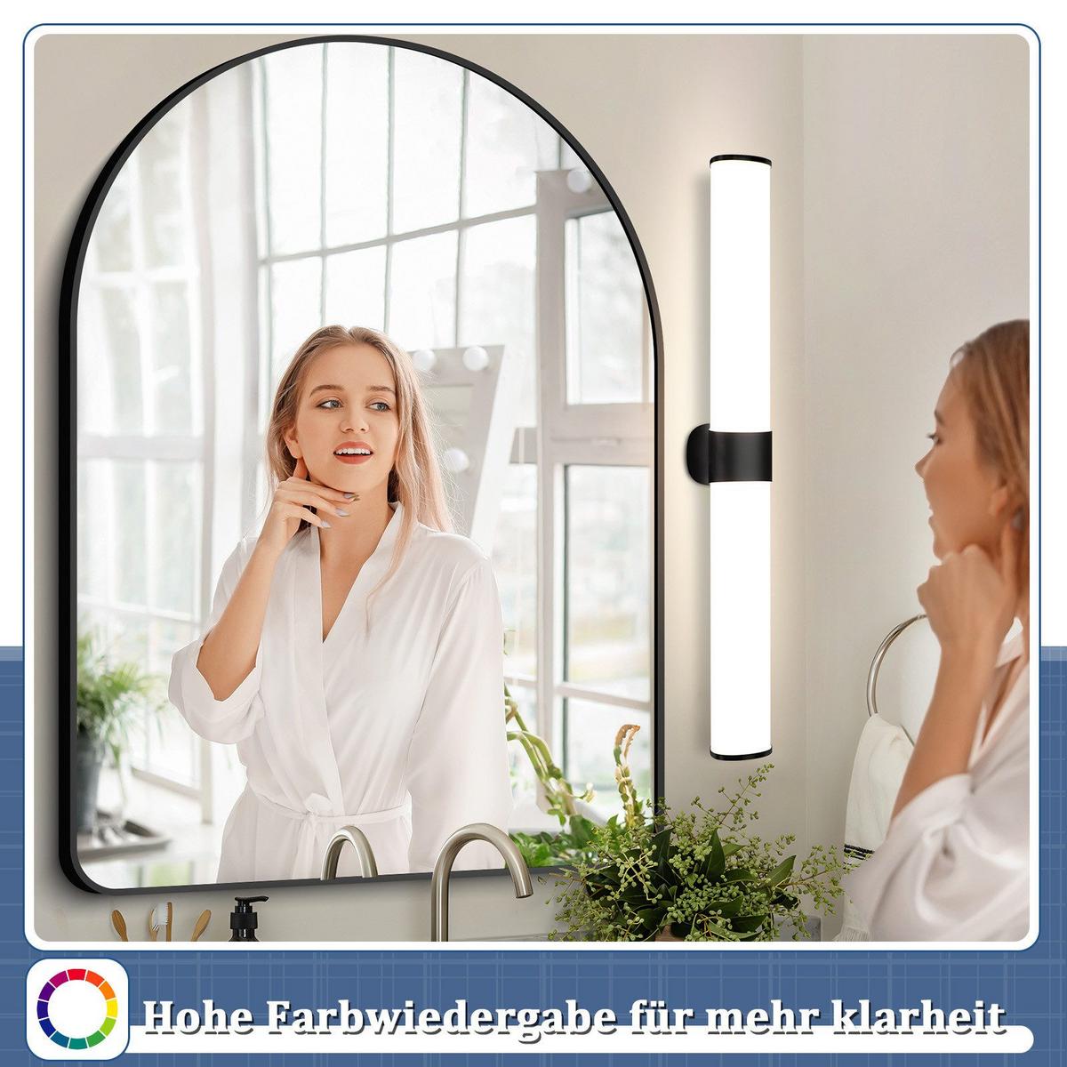 SPIEGELLEUCHTE ALDONA II 60/12.8/6.8CM - Schwarz, Kunststoff (60/12.8/6.8cm) - Nettlife