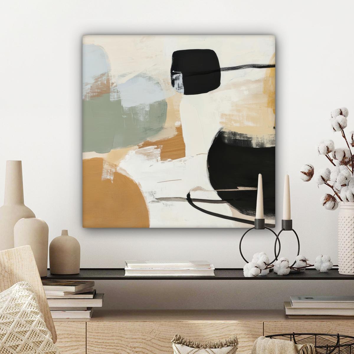 LEINWANDBILD Farbe - Abstrakt - Farben Wandbild Wohnzimmer 50x50 cm - Currygelb, Textil (50/50cm) - MuchoWow