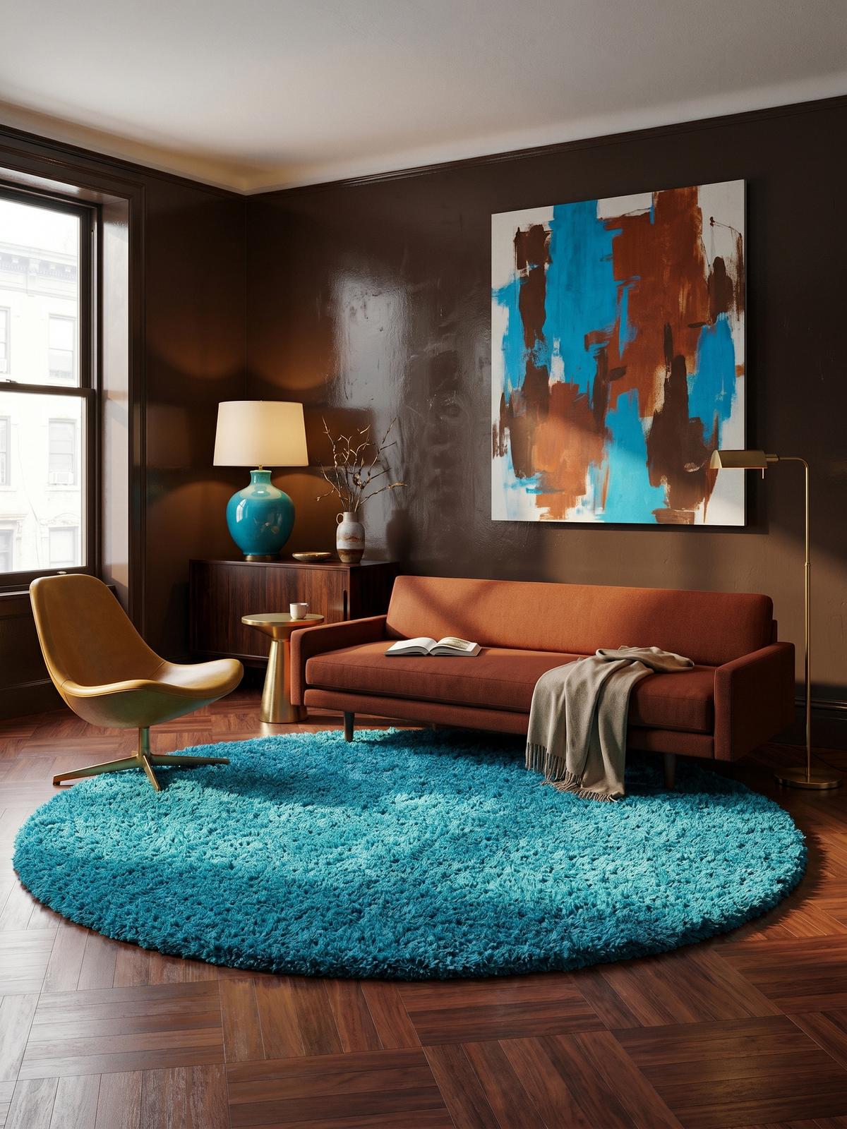 HOCHFLORTEPPICH RHEIN, einfarbig, aus Polypropylen, Türkis, Ø 200 cm - Blau, Textil (200/200cm) - KADIMA DESIGN