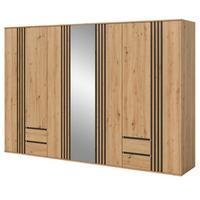 KLEIDERSCHRANK Eiche Artisan, grau 280 cm 7-türig, Wäscheschrank mit Spiegel und Schubladen - Anthrazit/Eiche Artisan, Holzwerkstoff (280/192/56cm) - Inn.Furn