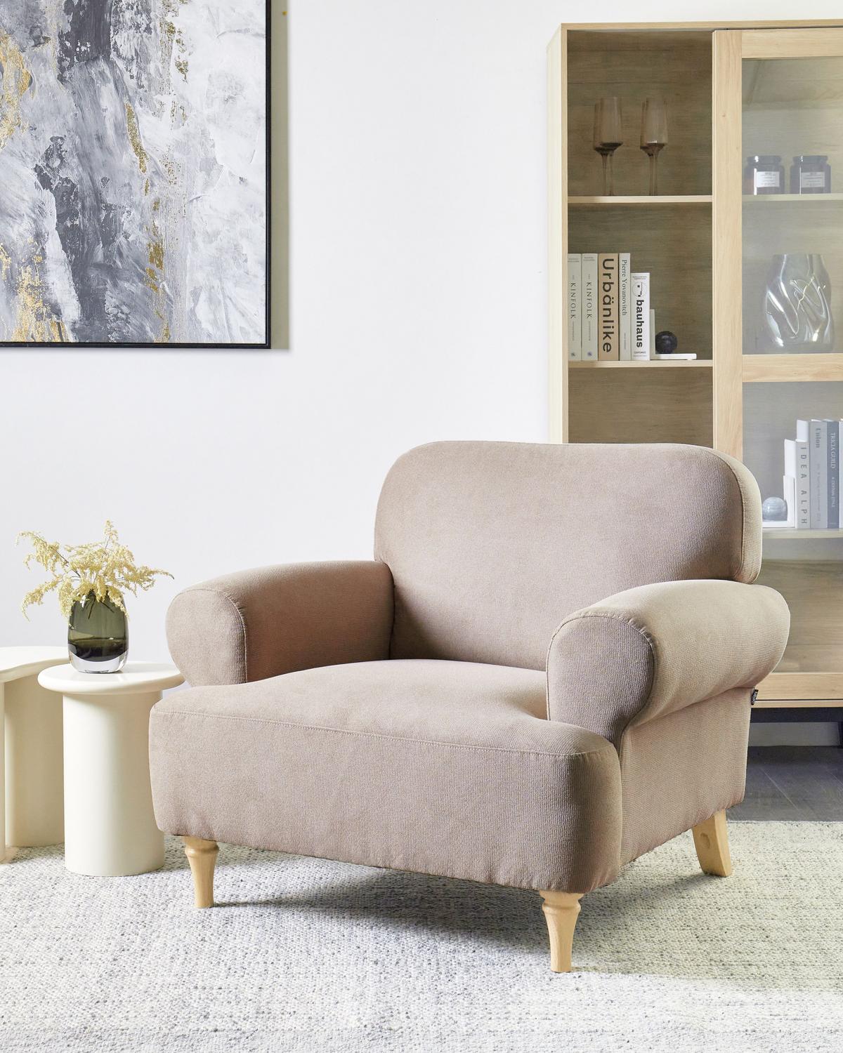 SESSEL Taupe Kiberg - Taupe/Braun, Textil (103/83/98cm) - Beliani
