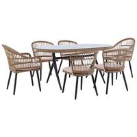 GARTENMÖBEL SET 6-Sitzer Rattan natürlich Auflagen rosa Aliano II - Pink/Beige, Kunststoff - Beliani