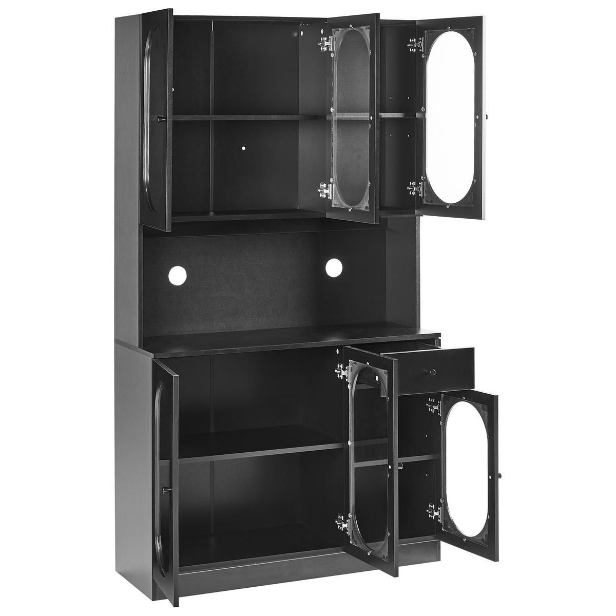 VITRINE mit Glastüren 100 cm Schwarz Langford - Schwarz, Holzwerkstoff (100/178/38cm) - Beliani