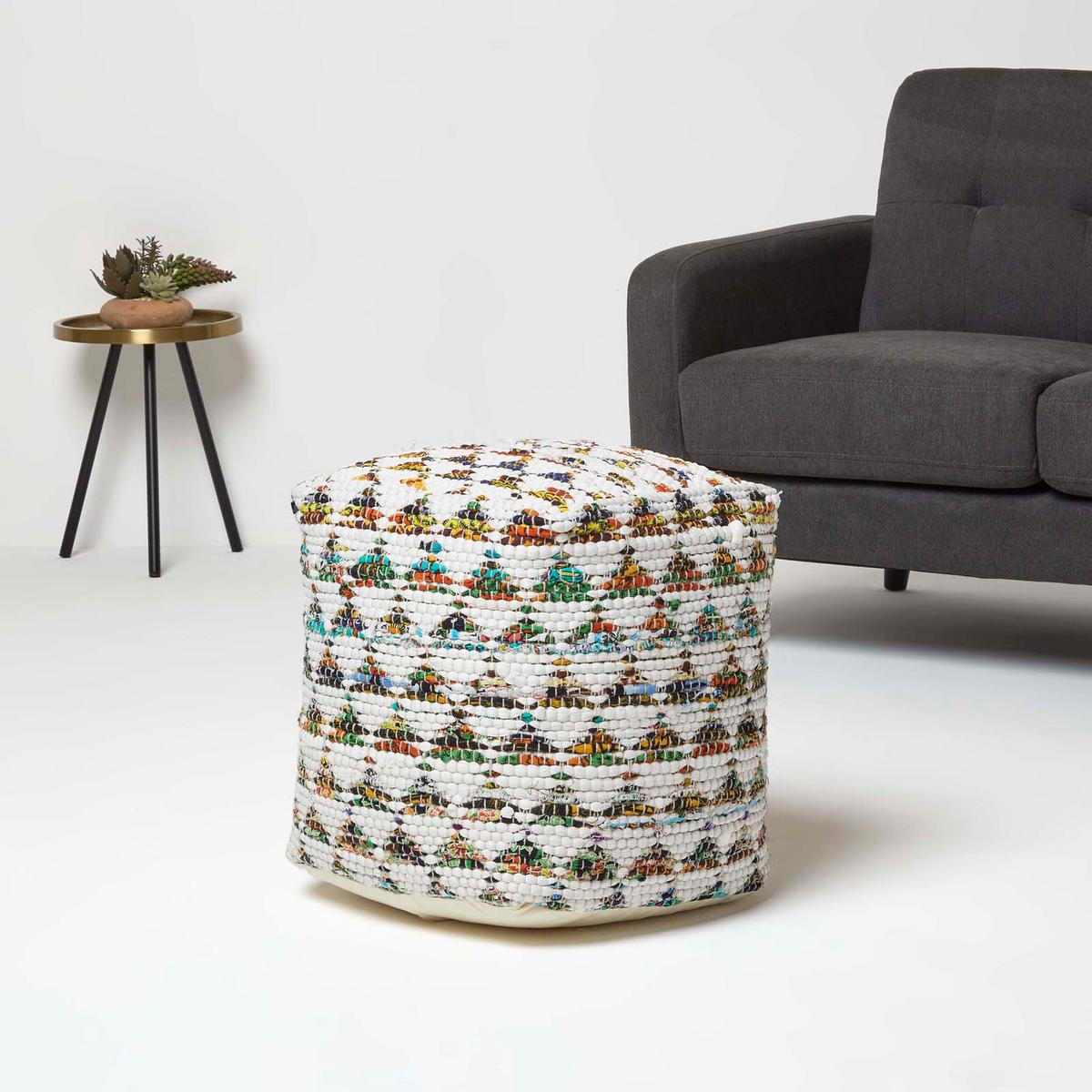 SITZWÜRFEL creme-bunt gemustert, 40/40/40 cm - Multicolor, Textil (40/40/40cm) - Homescapes