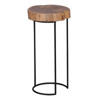 BEISTELLTISCH Massivholz Metallgestell Baumstammplatte Landhausstil INDI, Beige 28x28x55 cm - Beige/Schwarz, Holz/Metall (28/28/55cm) - KADIMA DESIGN
