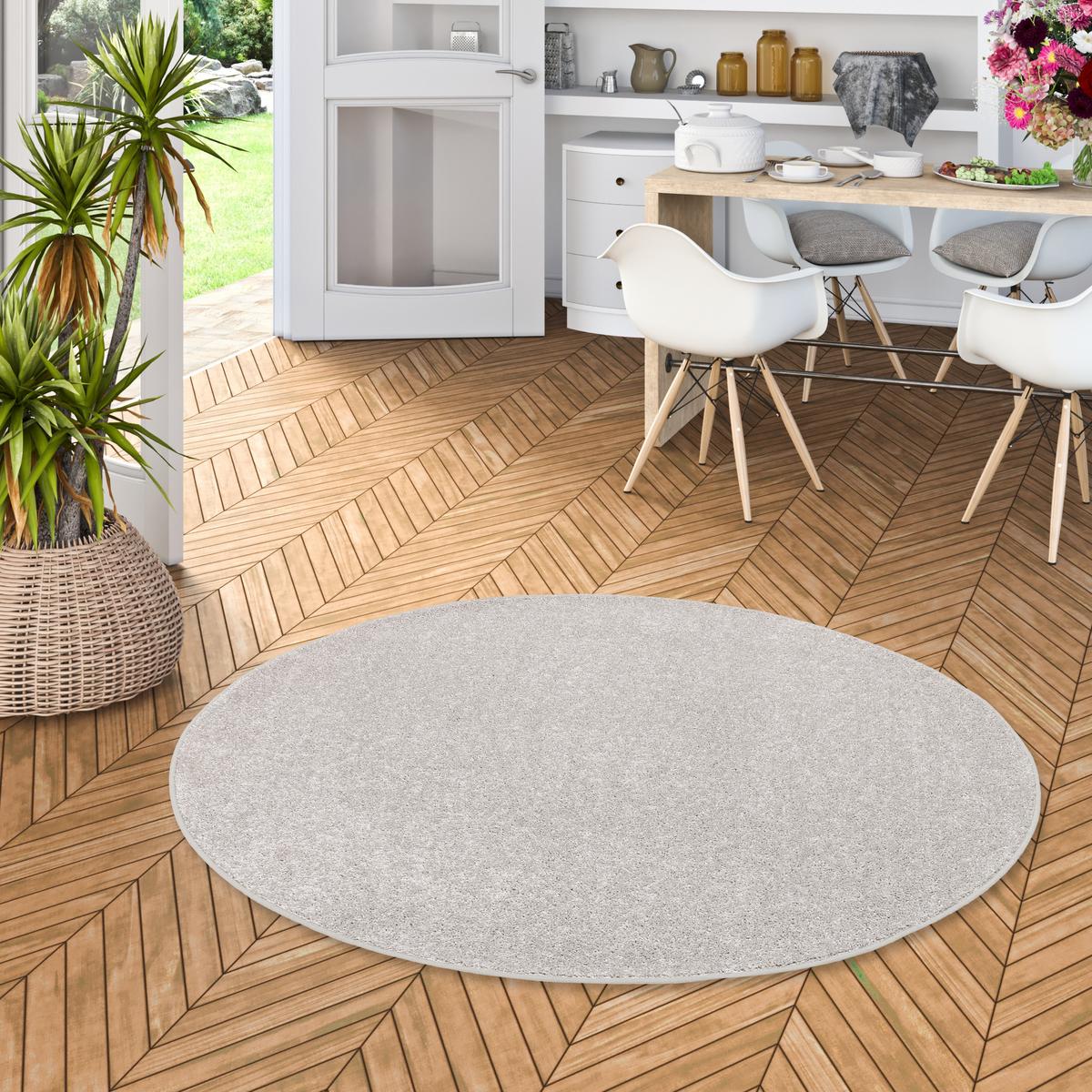 HOCHFLOR VELOURS TEPPICH COTTAGE RUND - Silberfarben, Textil (100/100cm) - Snapstyle
