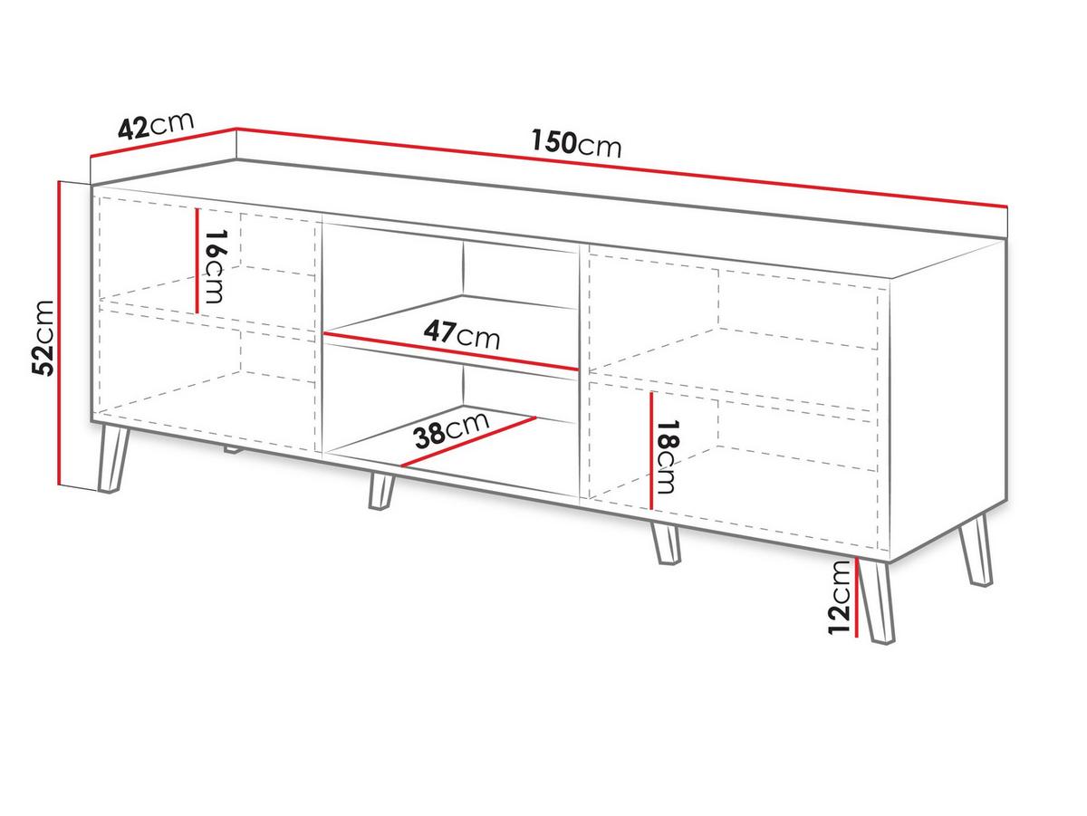 TV-LOWBOARD Abeto 150 - Graphitfarben/Schwarz, Holzwerkstoff/Kunststoff (150/52/42cm) - MIRJAN24