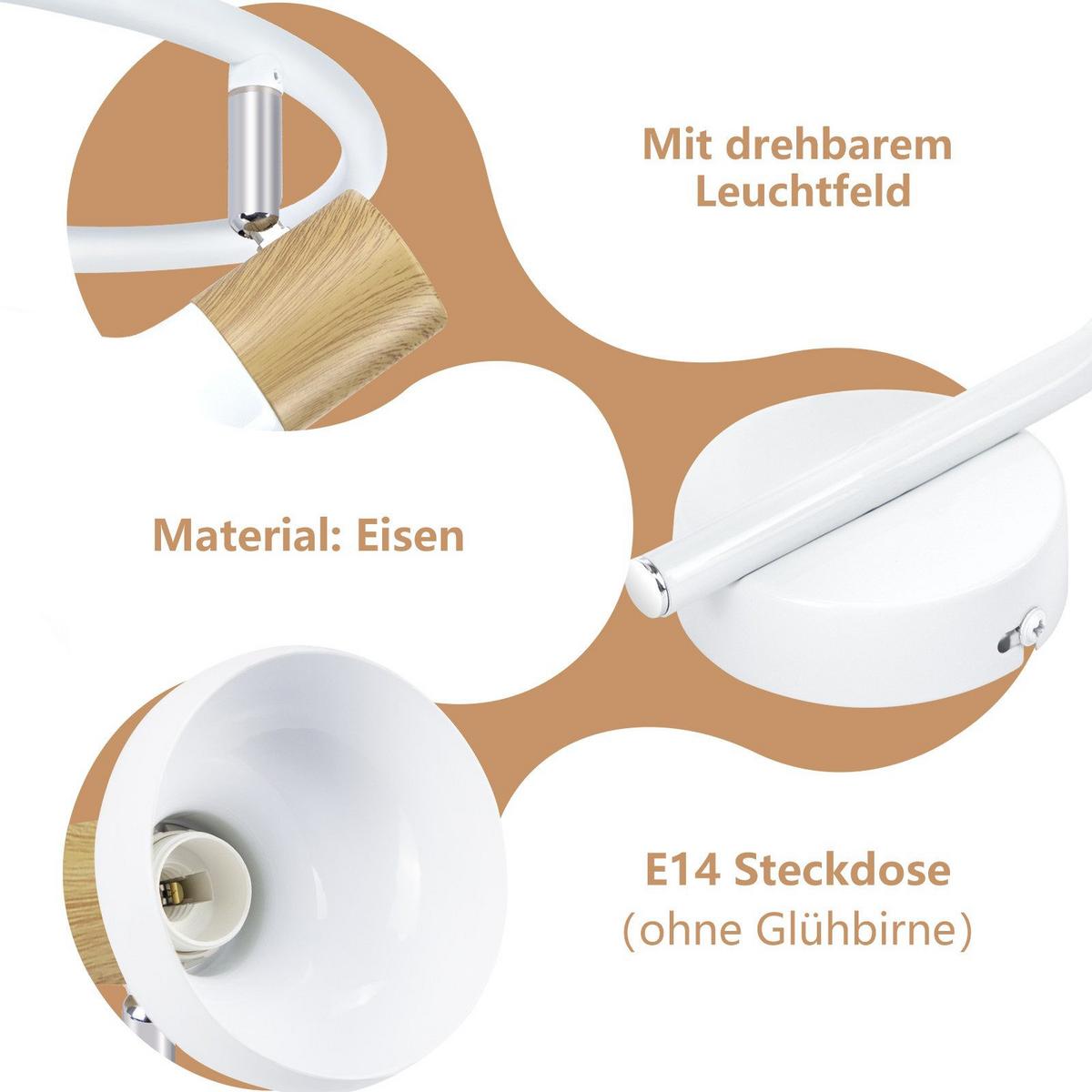DECKENSTRAHLER Faulkner 3-flammig 25/25/15.5 cm - Weiß, Metall (25/25/15.5cm) - Nettlife