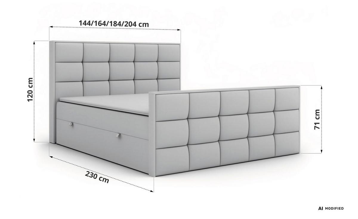 BOXBETT ALVIT DUO 180/200 - Greige Stukture - Topper Visco - H4 - Greige/Schwarz, Kunststoff/Textil (180/200cm) - MKS