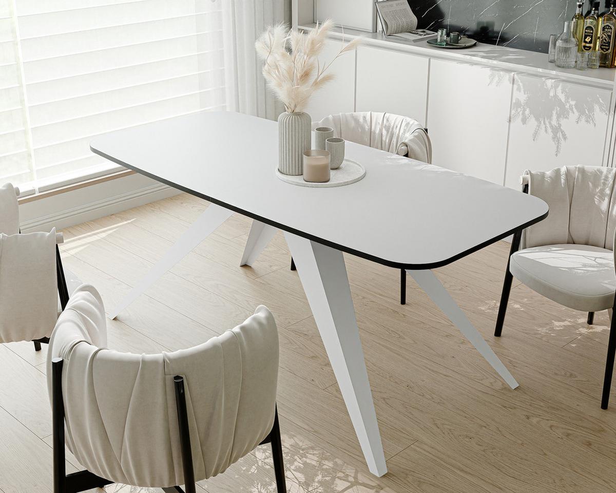 AUSZIEHTISCH FENTO 160/80/76 cm, Weiß - Weiß, Holzwerkstoff/Metall (80/160/76cm) - Idohome