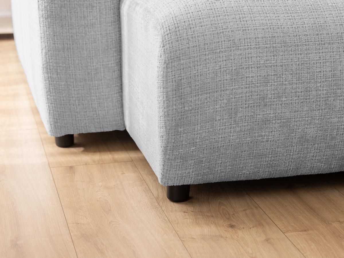 WOHNLANDSCHAFT Calma mit Schlaffunktion und Bettkasten im Bumpy-Design aus weichem Hellgrau Chenille-Stoff - Hellgrau/Schwarz, Holz/Kunststoff (336/88/140cm) - S-Style