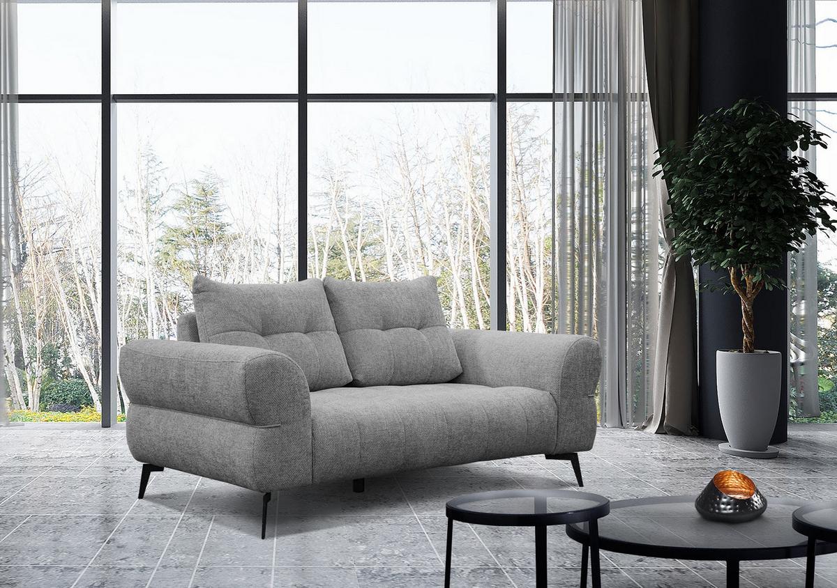 SOFA SALVINI 2-Sitzer, grau - Schwarz/Grau, Holzwerkstoff/Textil (176/88/99cm) - Wozimo