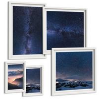 BILDER SET 5er Set - 50x50 cm & 20x30 cm & 40x60 cm Weißer Rahmen - Spiegelung der Felsen in Bergseen - Weiß, Kunststoff (40/60cm) - TULUP