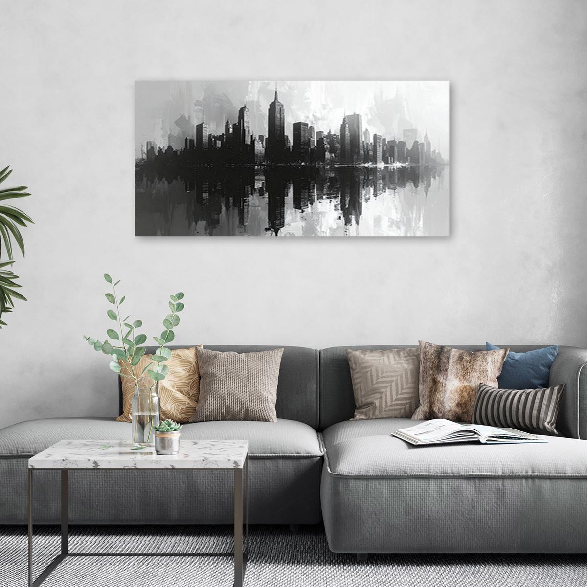 LEINWANDBILD Städte & Architektur 80x40cm - Schwarz, Textil (80/40cm) - Feeby