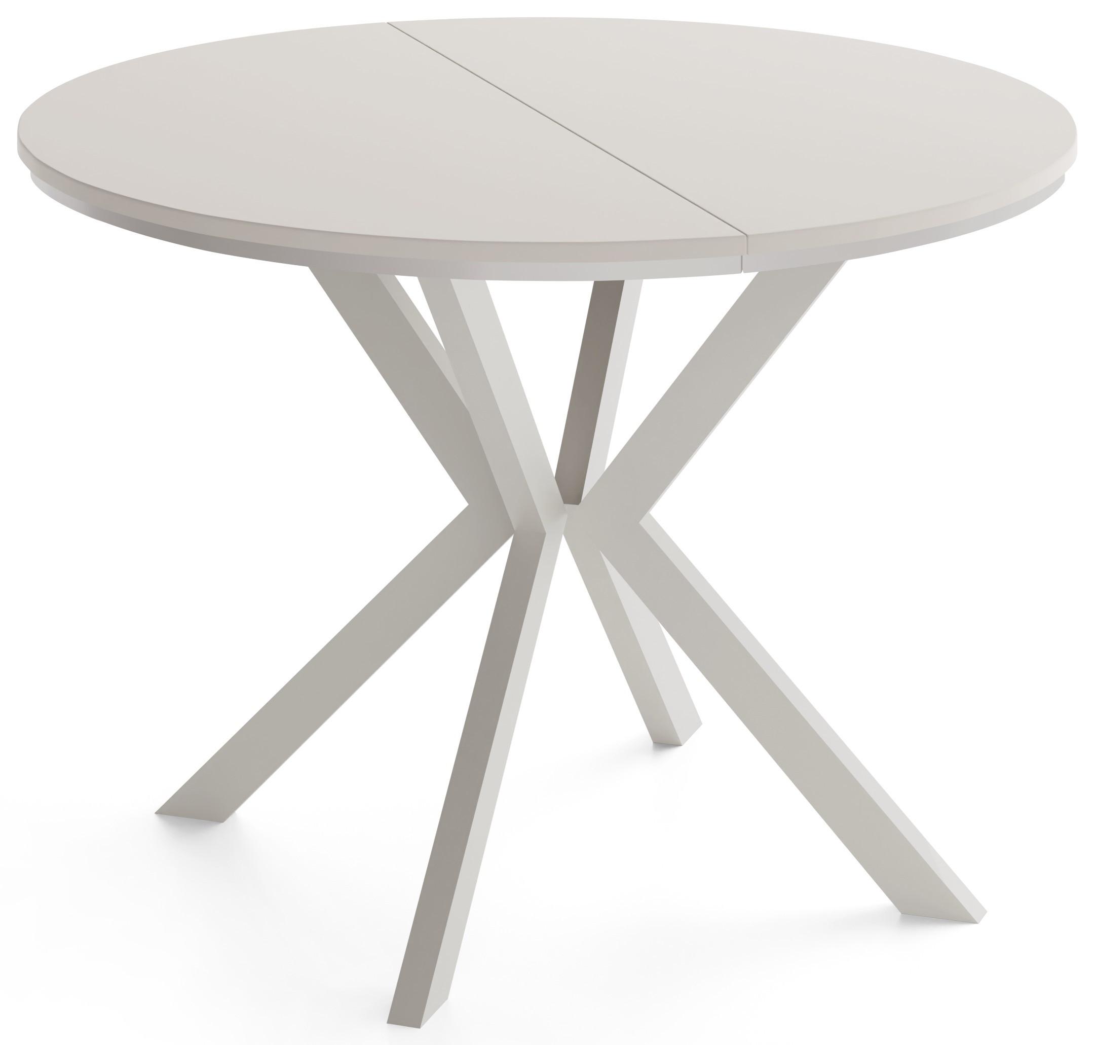ESSTISCH Valio Neo rund oval ausziehbar verlängerbar mit Metallbeinen in Kaschmir Grau, Kaschmir 100-140/100/76 cm - Kaschmir/Beige, Holzwerkstoff/Metall (100/140/76cm) - WFL GROUP