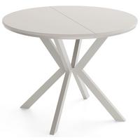 ESSTISCH Valio Neo rund oval ausziehbar verlängerbar mit Metallbeinen in Kaschmir Grau, Kaschmir 100-140/100/76 cm - Kaschmir/Beige, Holzwerkstoff/Metall (100/140/76cm) - WFL GROUP