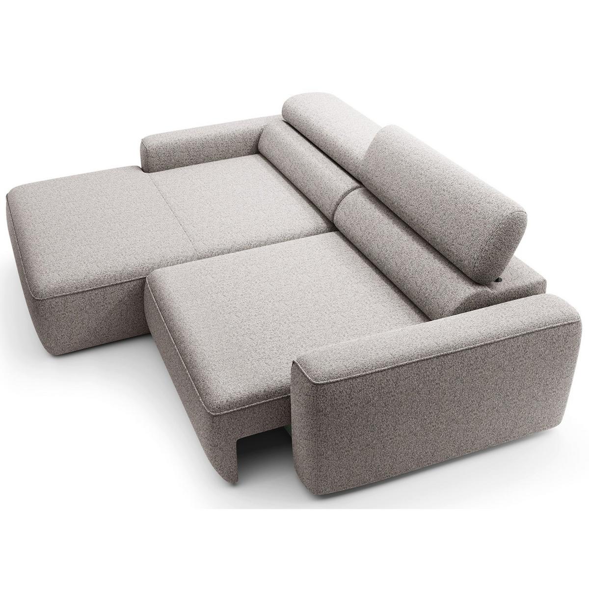 ECKSOFA Fando mit Schlaffunktion, L-Form, 4-Sitzer 252 cm, links Flechtstoff Greige - Taupe/Schwarz, Kunststoff/Textil (252/182cm) - Selsey