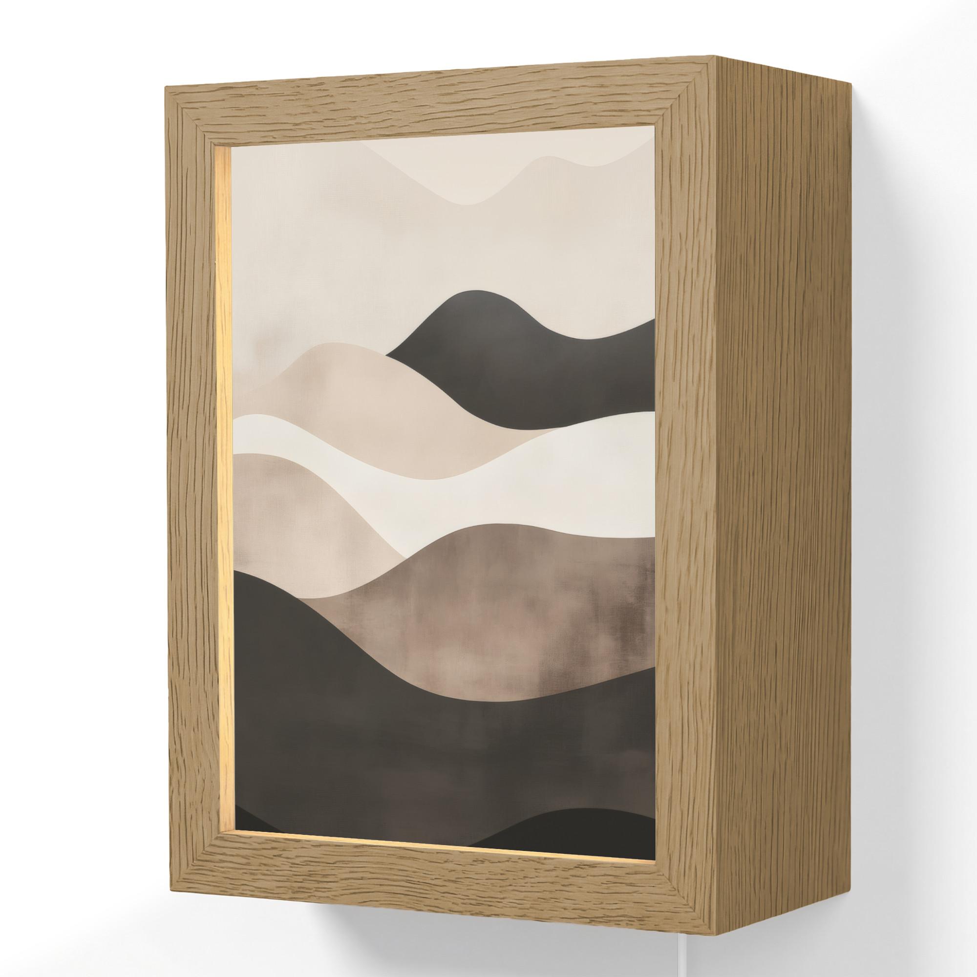 WANDLEUCHTE Abstrakt - Landschaft - Wellen - Cremefarben 15x20 cm - Graubraun, Holzwerkstoff (15/20/8cm) - OnlyWow