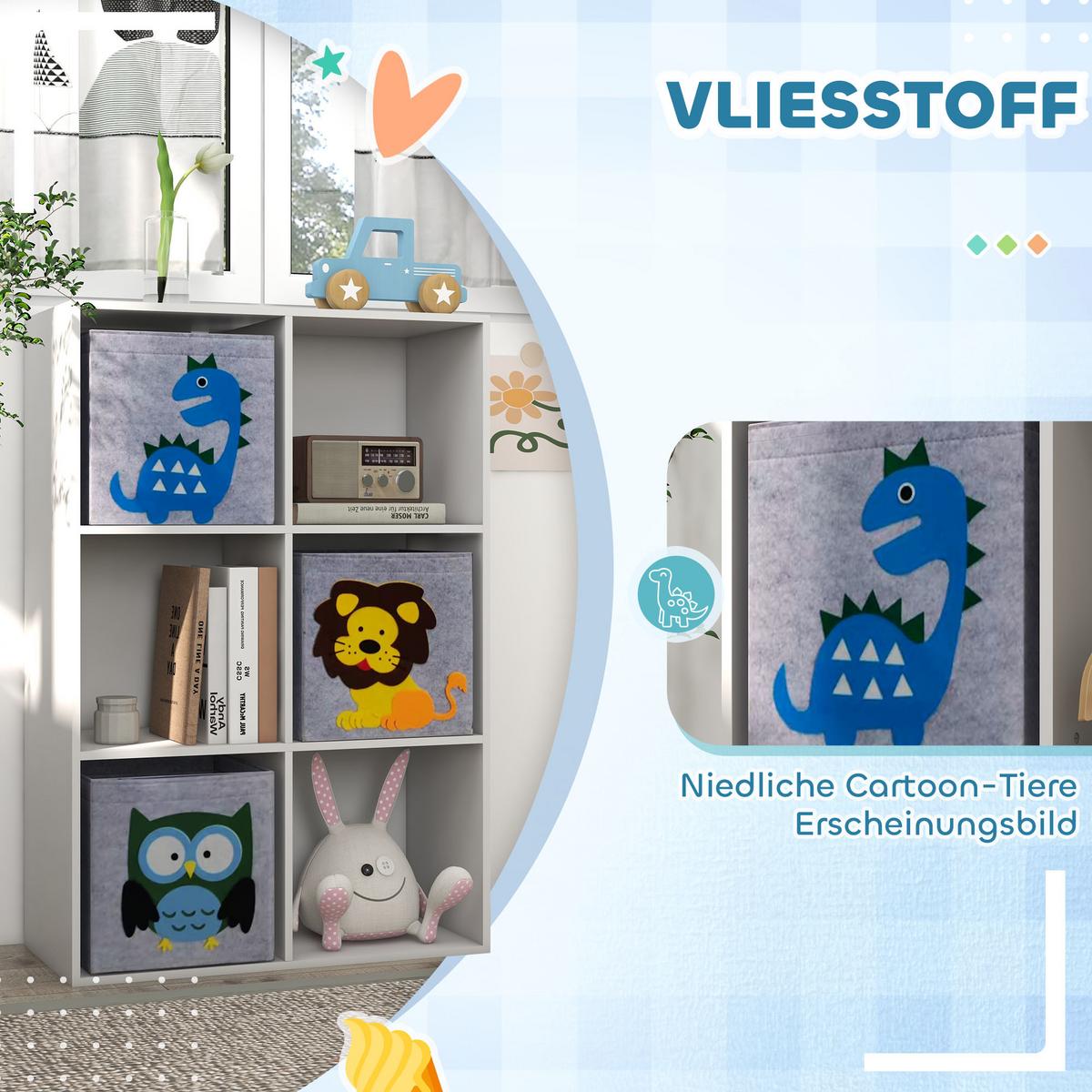 KINDERREGAL Kinder Bücherregal mit 3 Aufbewahrungsboxen für Kinderzimmer Weiß - Weiß, Holzwerkstoff (29.9/91.5/61.8cm) - ZONEKIZ