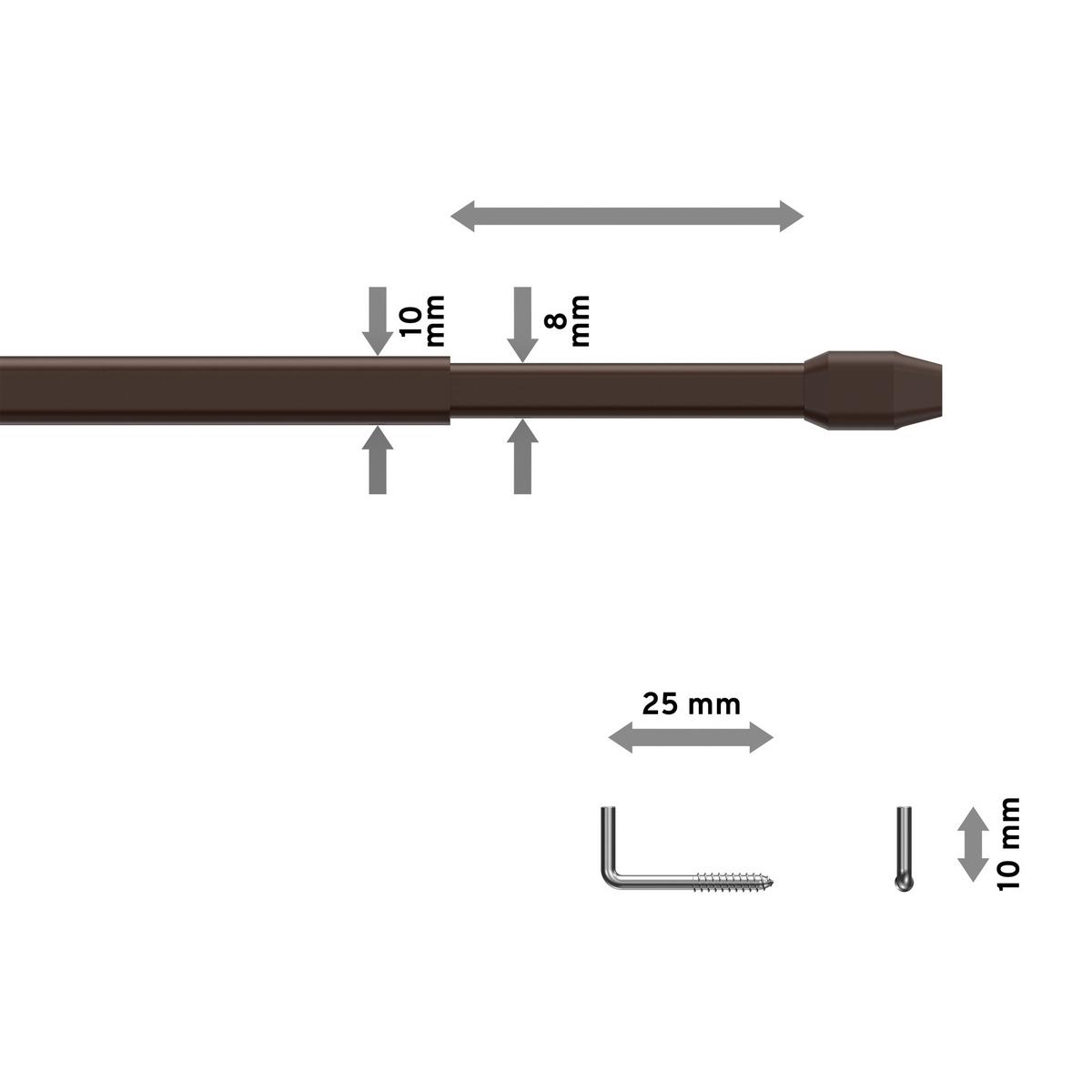 SCHEIBENSTANGEN / VITRAGESTANGEN MIT KLEBEHAKEN Geno 80-140 cm, oval, Braun, Packung 2 Stück - Braun, Kunststoff/Metall (1.2/2.4/140cm) - INTERDECO