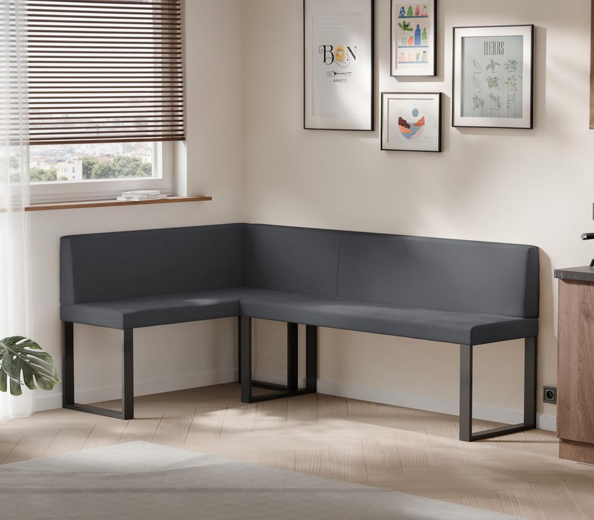 ECKBANK links SANA U Kunstleder glatt, 142/196 cm Grau - Grau, Kunststoff/Textil (142/196cm) - Idohome