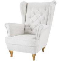 CHESTERFIELD-SESSEL Falco hellbeige mit Buche Holzbeinen - Beige, Holz/Textil (82/102/92cm) - Beautysofa