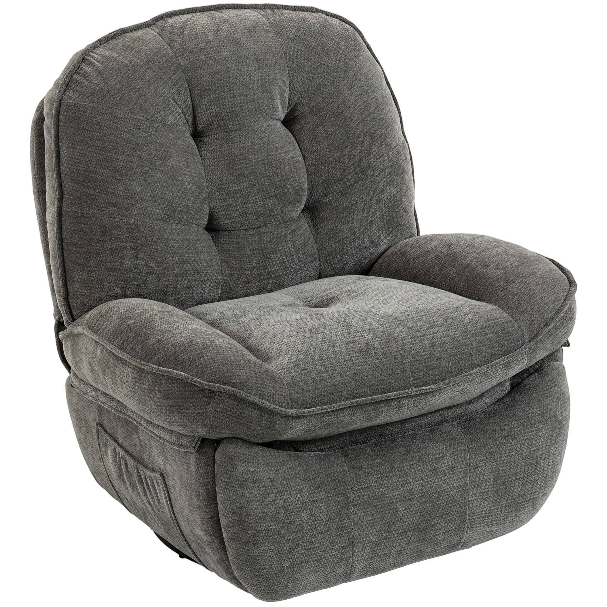 RELAXSESSEL Polyester Hellgrau - Creme/Hellgrau, Holzwerkstoff/Textil (94/104/95cm) - HOMCOM