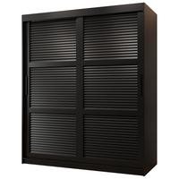 SCHWEBETÜRENSCHRANK 200/150/62 2-türig - Schwarz, Holz/Kunststoff (150/200/62cm) - MÖBEL KRYSPOL