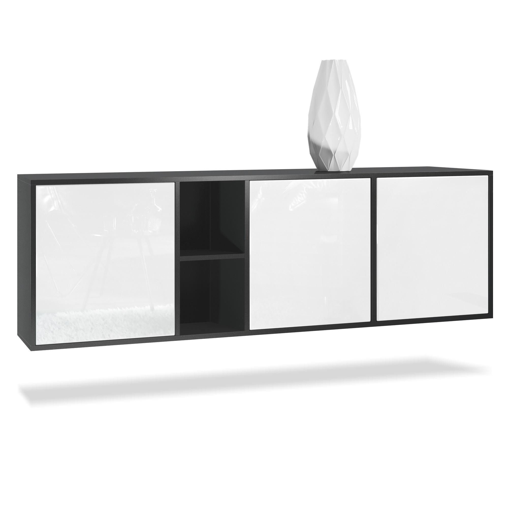 SIDEBOARD Cuba Türen in Weiß Hochglanz - Weiß Hochglanz, Holzwerkstoff (182/53/35cm) - Vladon