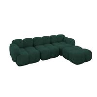 ECKSOFA modulares Sofa Rechts Miko-L2 302x205x75 Grün Velours - Schwarz/Grün, Holzwerkstoff/Kunststoff (302/205cm) - ALTDECOR