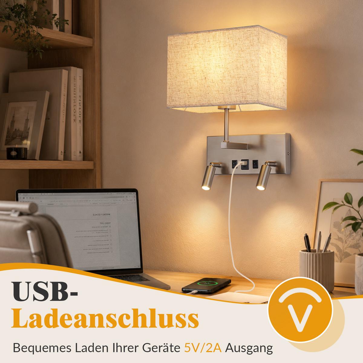 LED WANDLEUCHTE Noxvin 25/15/33.5 cm - Nickelfarben, Textil/Metall (15/33.5/25cm) - ZMH
