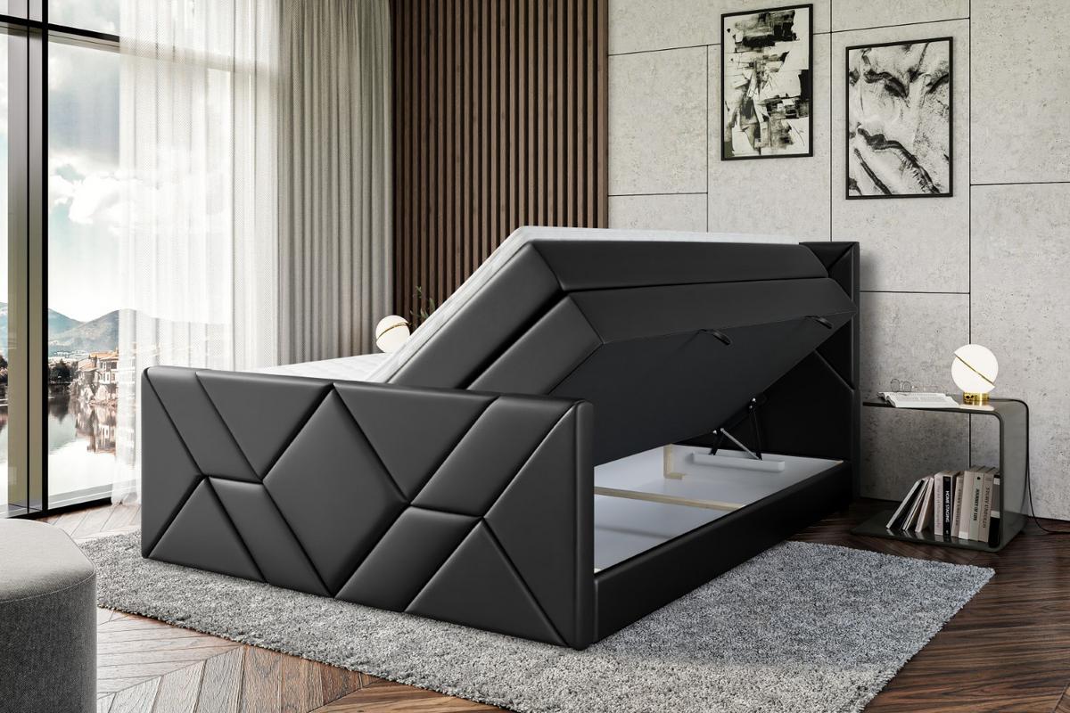 BOXSPRINGBETT BARWA-Z KING - 160x200 - H3/H4 - Schwarz Hochglanz - Schwarz Hochglanz, Holzwerkstoff (160/200cm) - ALTDECOR