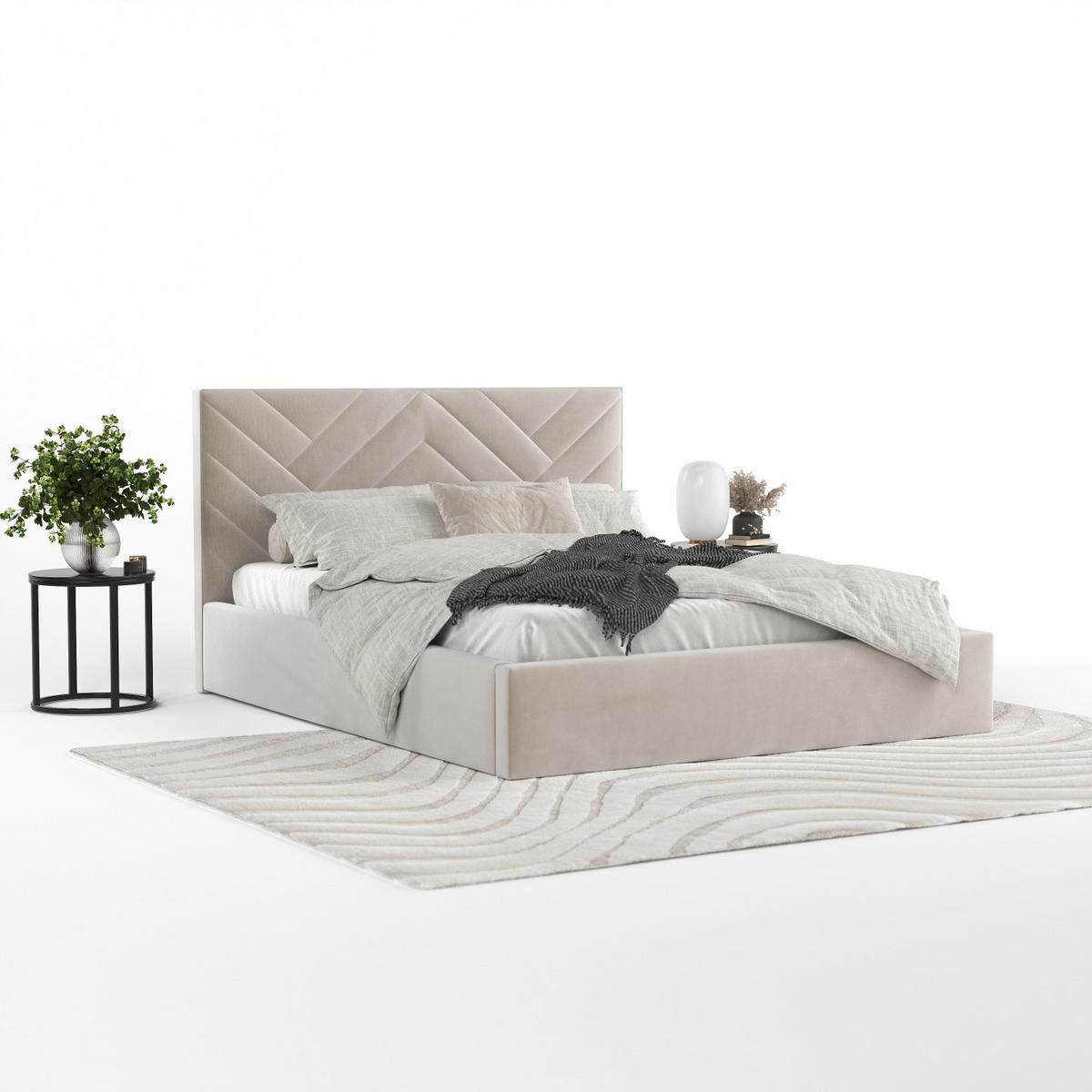 POLSTERBETT Arco 160/200 cm Hellbeige im Paros Stoff - Beige/Schwarz, Holz/Holzwerkstoff (160/200cm) - AltaBeds