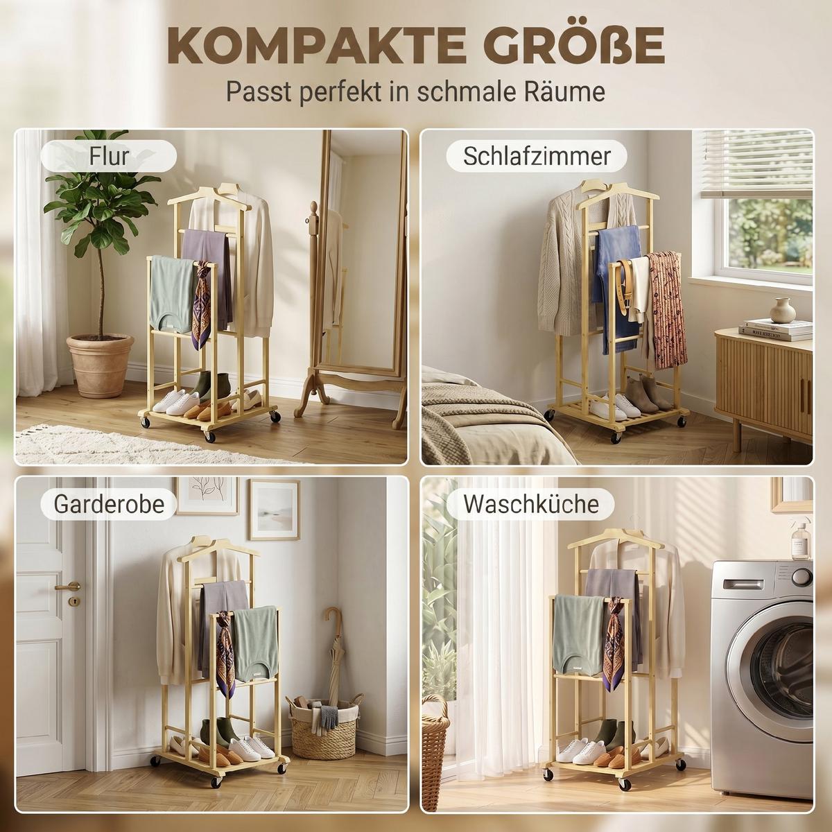 KLEIDERSTÄNDER Bambus Eiche - Eichefarben, Holz/Bambusholz (41/105/50cm) - HOMCOM