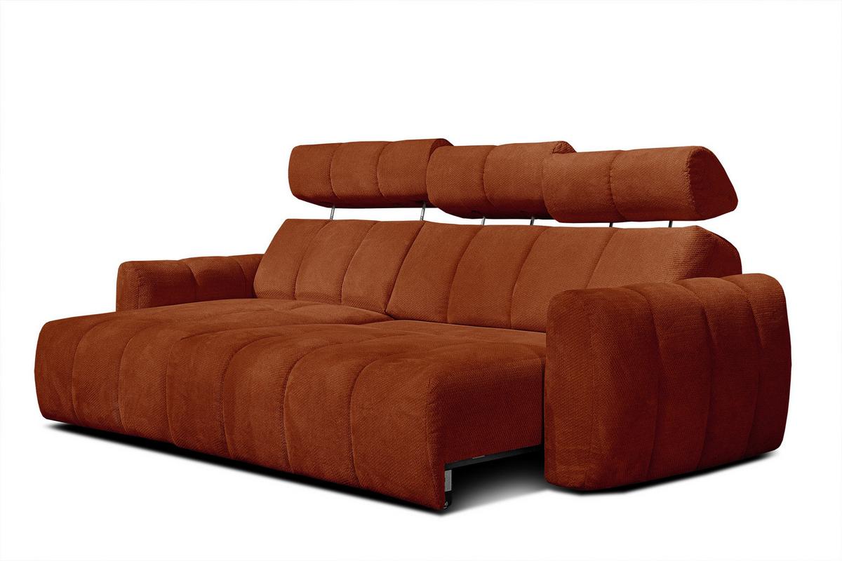 ECKSOFA KIMI 3-Sitzer, ausziehbarer Sitz, verstellbare Kopfstützen, rot - Rot/Schwarz, Holzwerkstoff/Textil (270/160cm) - Wozimo