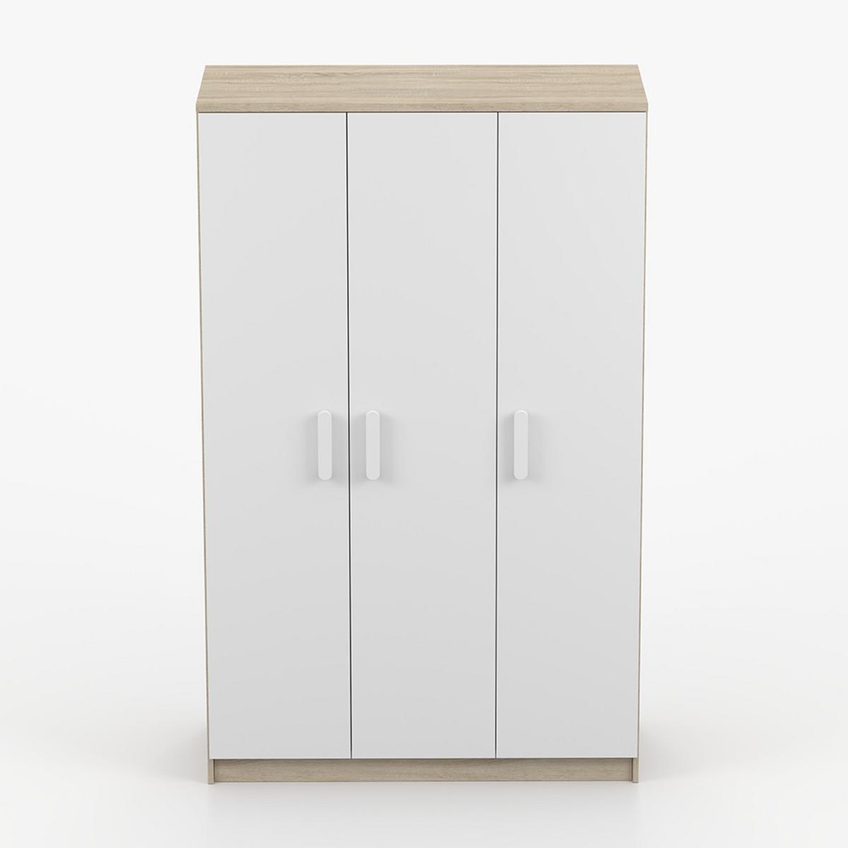 KLEIDERSCHRANK Jonas III 2D 19, 120/192/50, 3-türig, Sonoma-Eiche - Weiß/Sonoma Eiche, Holzwerkstoff (120/194/50cm) - imoebel24