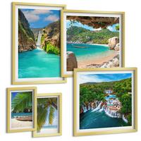 BILDER SET 5er Set - 50x50 cm & 20x30 cm & 40x60 cm Goldrahmen - Eiffels Straßenarchitektur - Goldfarben, Kunststoff (40/60cm) - TULUP