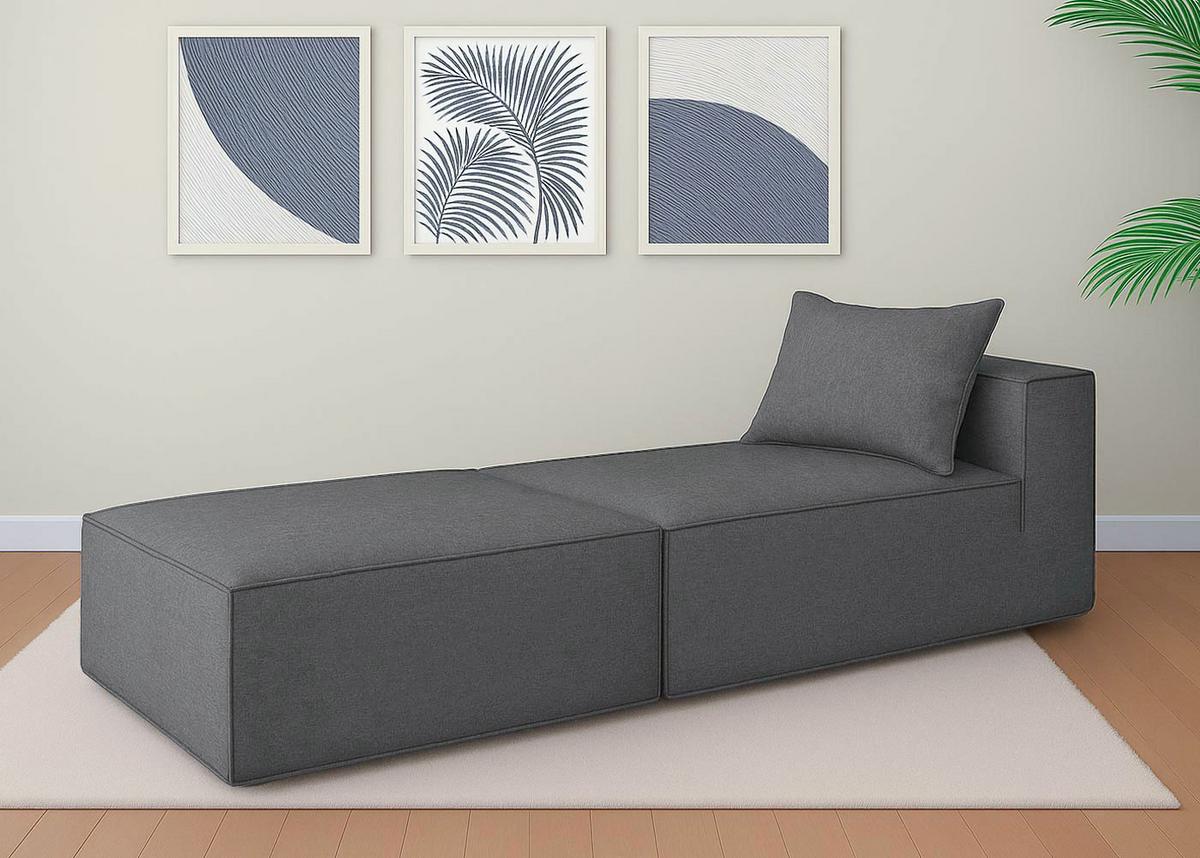 CHAISELONGUE Grau - Grau, Textil (75/63/194cm) - MCW