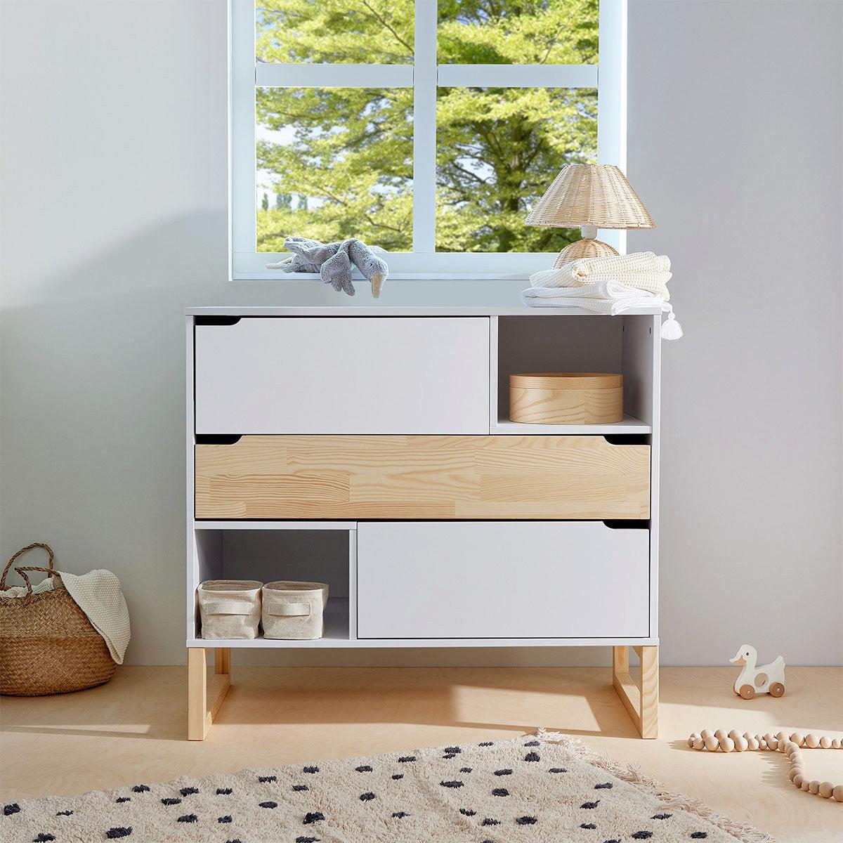KINDERKOMMODE Juliette Weiß und Holz - Weiß, Holzwerkstoff (100/91.5/50cm) - Petits-meubles