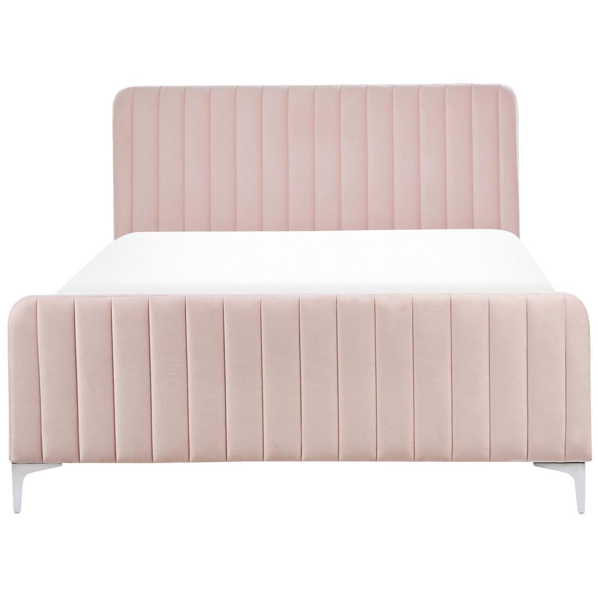 POLSTERBETT 140/200cm Pastellrosa Lunan - Pink, Textil (140/200cm) - Beliani