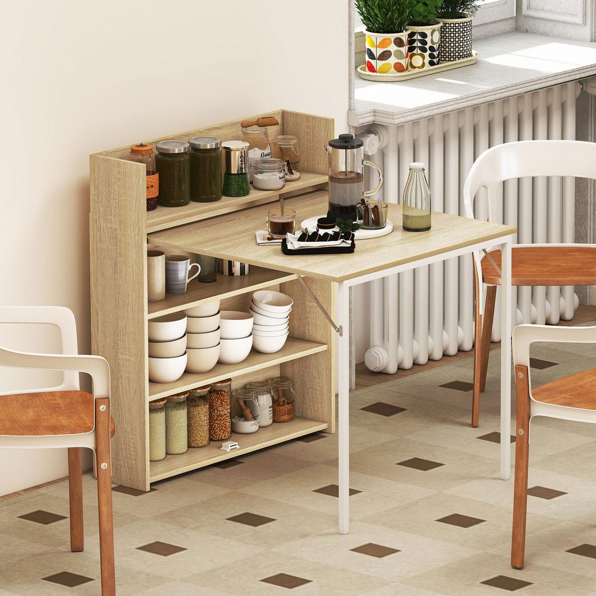 ESSTISCH MDF Stahl Eiche - Eichefarben, Holzwerkstoff (91/78.5/93cm) - HOMCOM