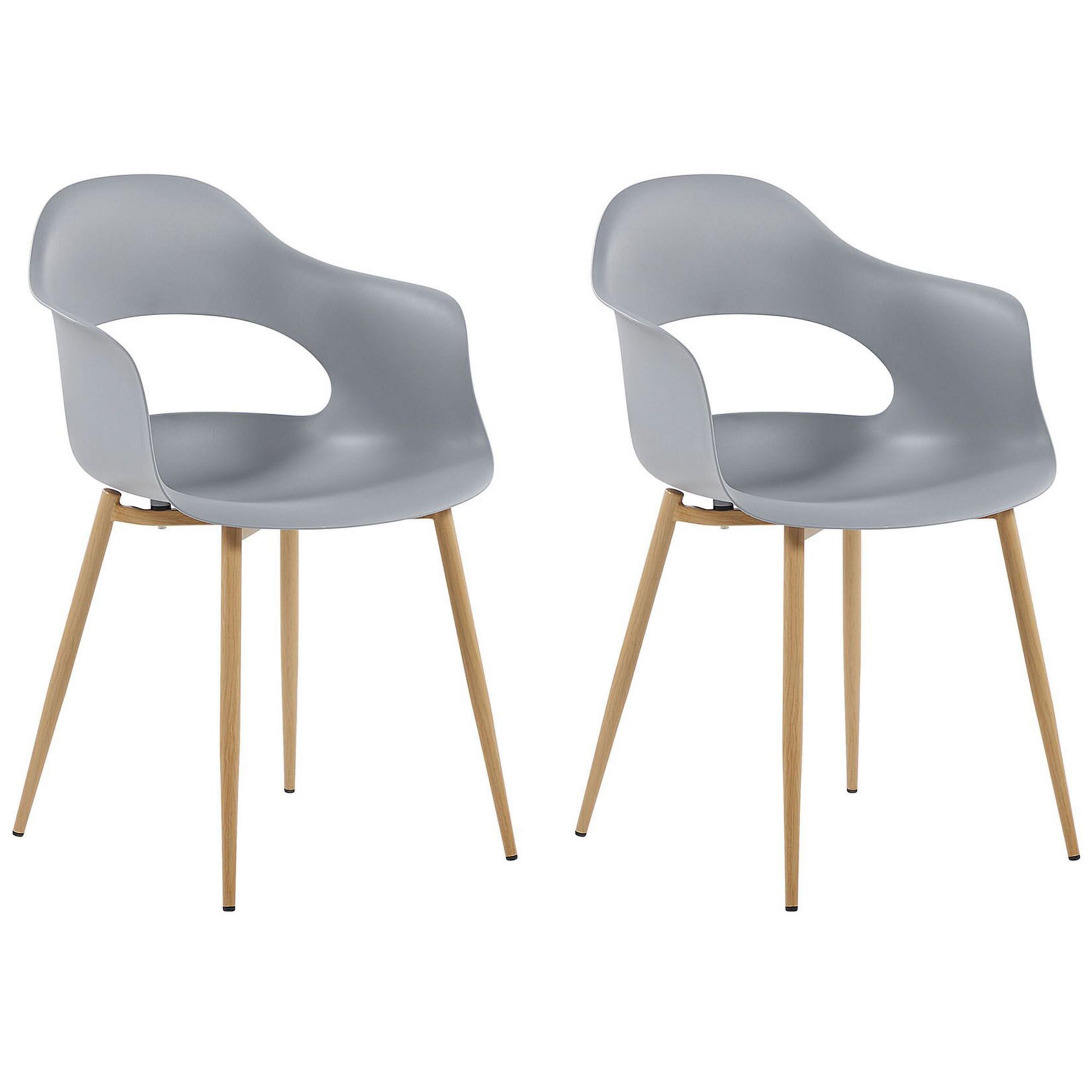 ESSZIMMERSTUHL 2er-Set Kunststoff Grau Utica - Grau, Kunststoff/Metall (54/81/47cm) - Beliani