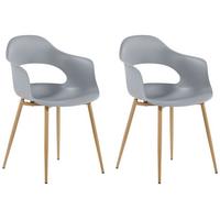 ESSZIMMERSTUHL 2er-Set Kunststoff Grau Utica - Grau, Kunststoff/Metall (54/81/47cm) - Beliani