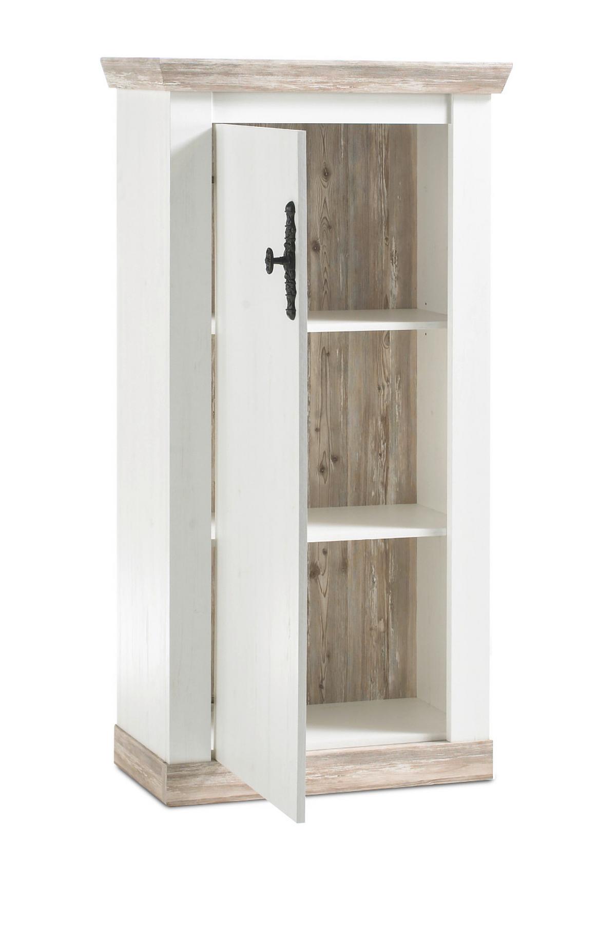 KOMMODE Pinie weiß, Oslo Pinie Landhaus, 71 x 146 cm - Anthrazit/Weiß, Holzwerkstoff/Metall (71/146/37cm) - Furn.Design