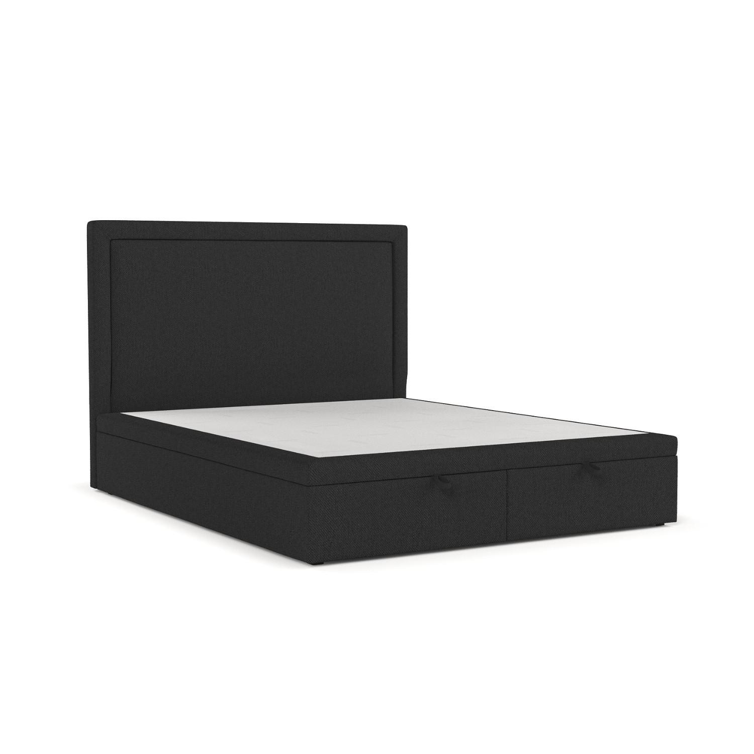 POLSTERBETT Salma mit Stauraum 160/200 cm Schwarz im Megan Stoff - Schwarz, Holz/Holzwerkstoff (160/200cm) - AltaBeds