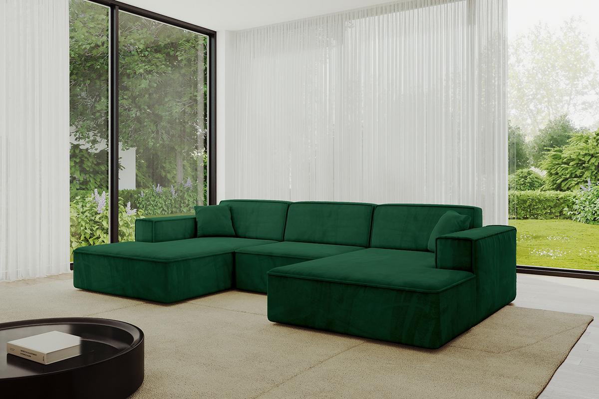 WOHNLANDSCHAFT IREA-U1-v4 - 303x171x79 cm Grün - Grün, Holzwerkstoff/Textil (303/79/171cm) - ALTDECOR